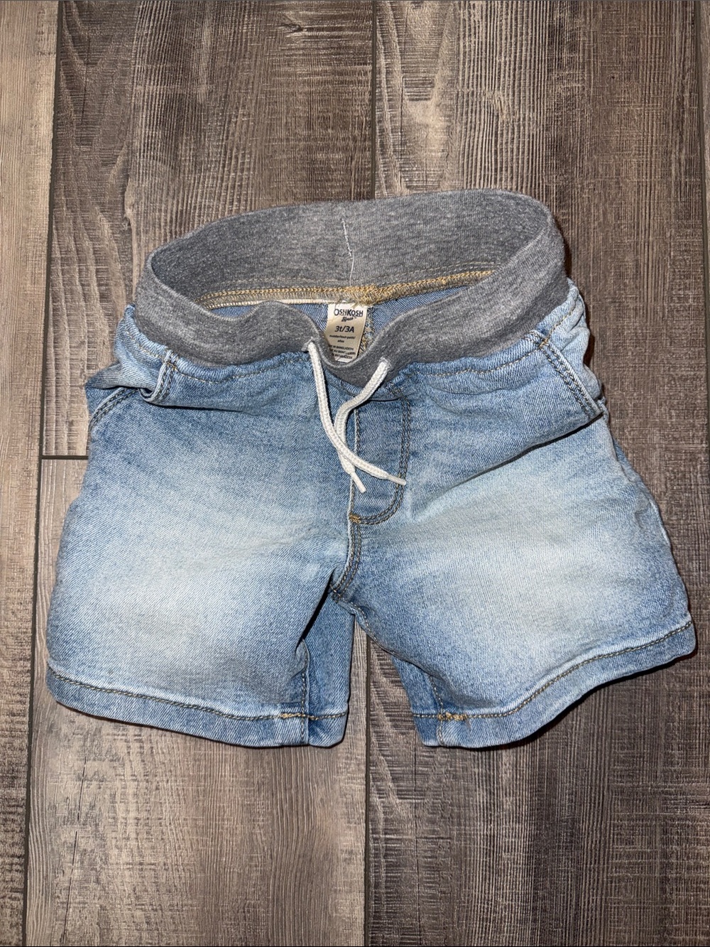 OshKosh B'gosh 3T Light Blue Denim Shorts with Gray Waistband